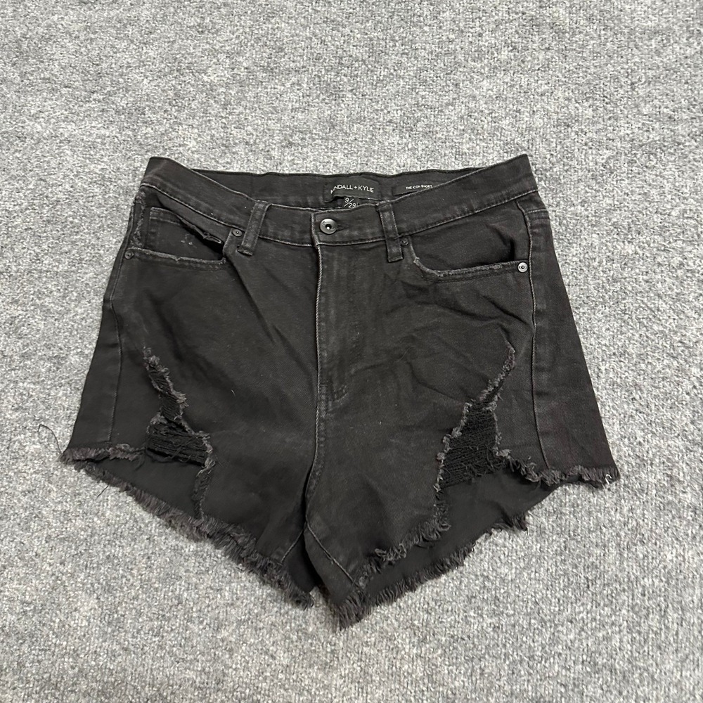 Kendall + Kylie Shorts Womens Size 9/29 Black Distressed High Waist Denim Cutoff